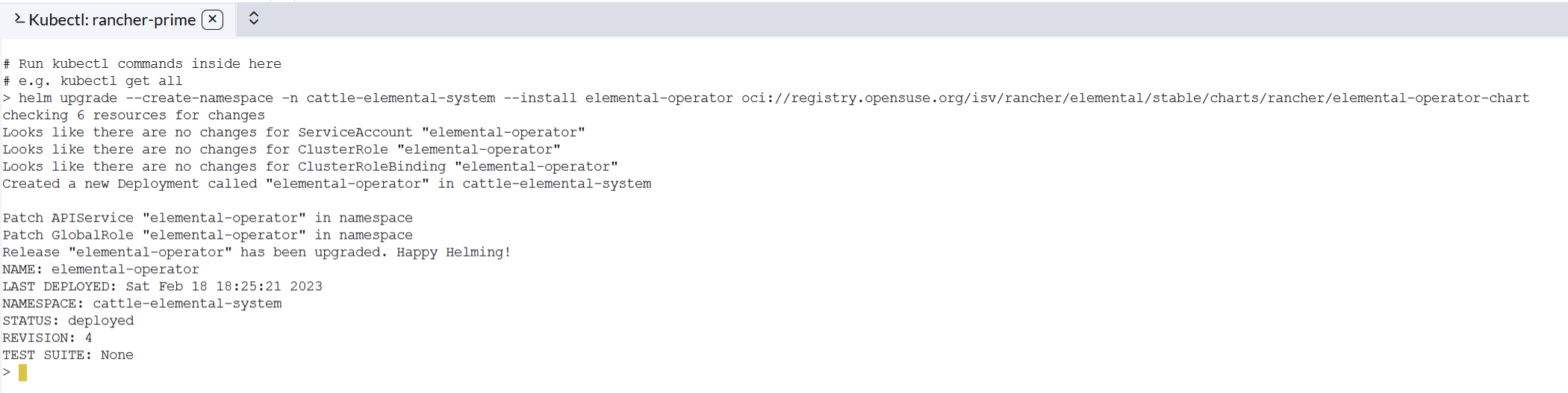 Elemental operator install